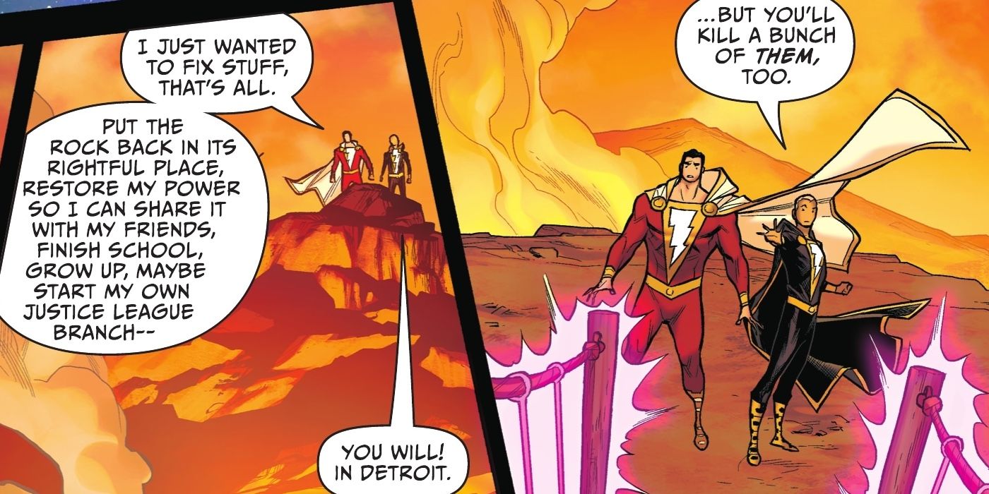 Shazam learns he is heading up a Justice League Detroit branch