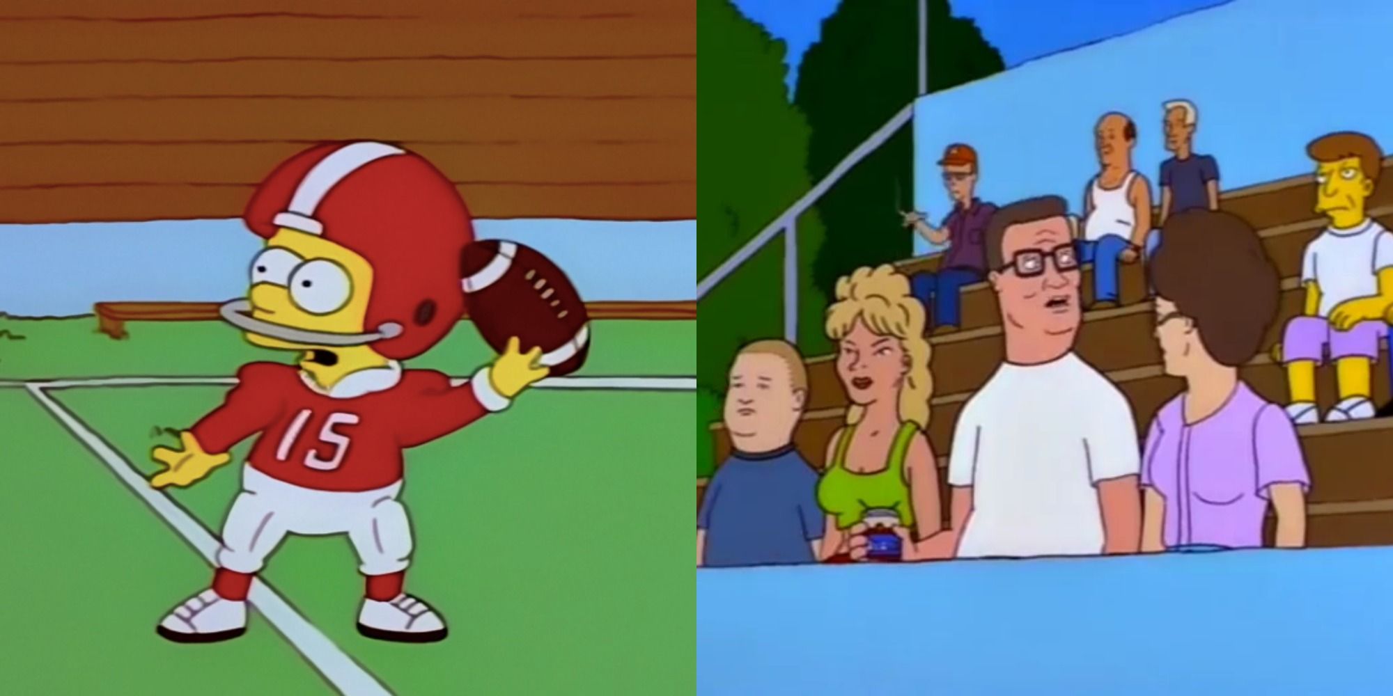 Hank Hill watching a football game on The Simpsons