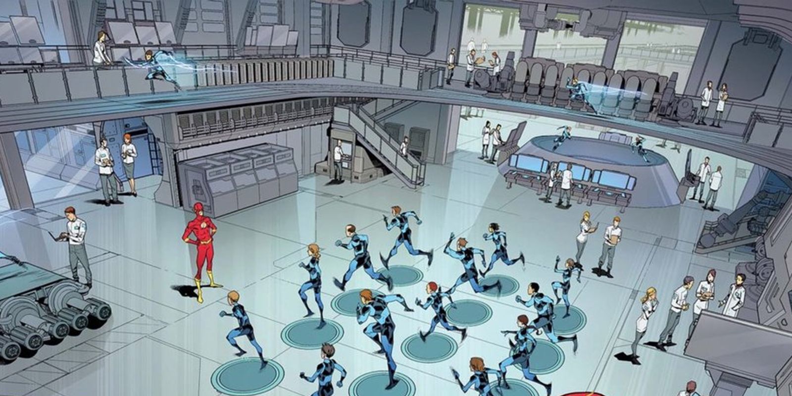 Speedsters training under The Flash in STAR Labs in DC comics