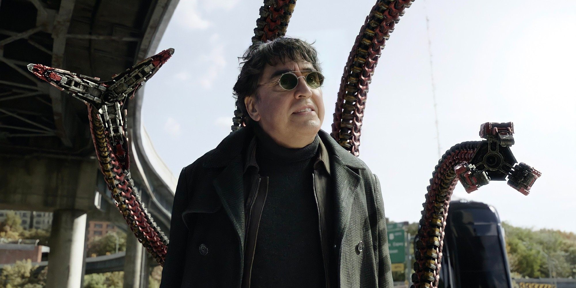 Doc Ock with his robot arms covered in Spider-Man armor in Spider-Man No Way Home