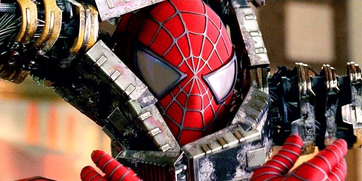 Spider-Man caught in Doc Ock's arms