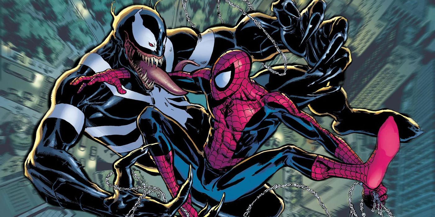 Spider-Man fighting Venom.
