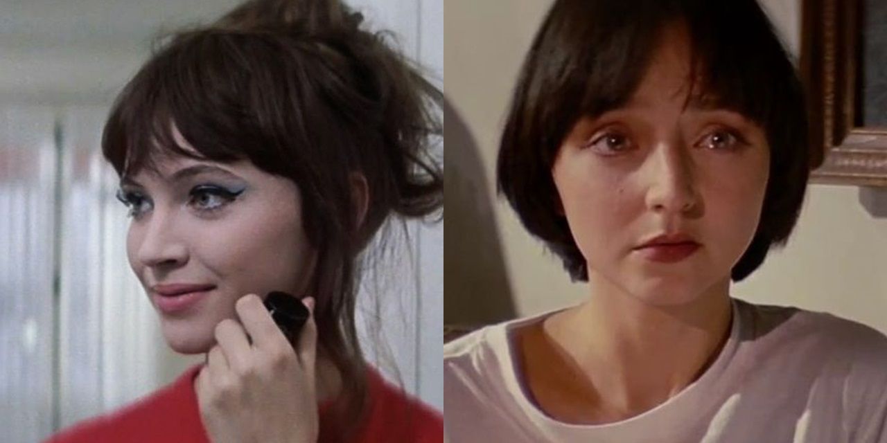Split image of Anna Karina in A Woman is a Woman and Fabienne in Pulp Fiction