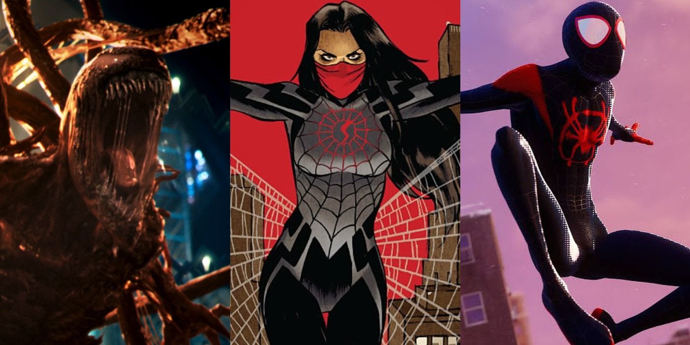 Split image of Carnage, Silk and Miles Morales Spider-Man feature