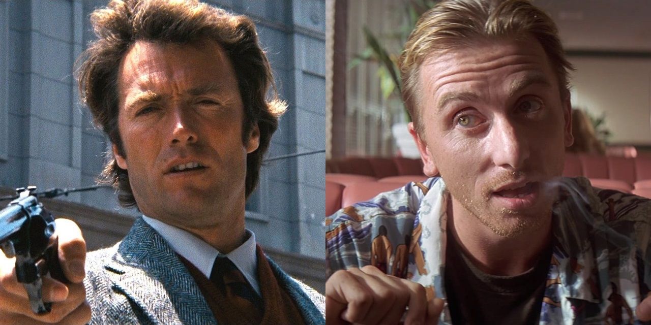 Split image of Clint Eastwood in Dirty Harry and Tim Roth in Pulp Fiction