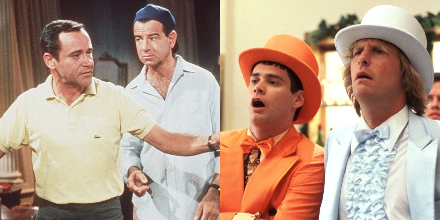 Split image of Felix and Oscar in The Odd Couple and Henry and Lloyd in Dumb and Dumber