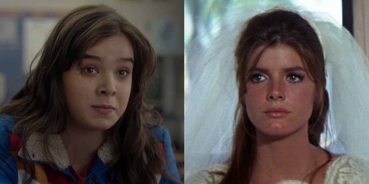 Split image of Hailee Steinfeld in The Edge of Seventeen and Katharine Ross in The Graduate