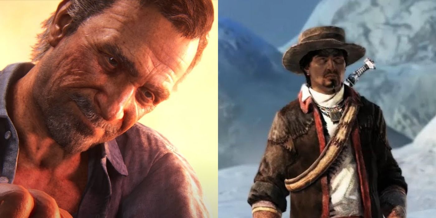 Split image of Hector and Tenzin in the Uncharted Series