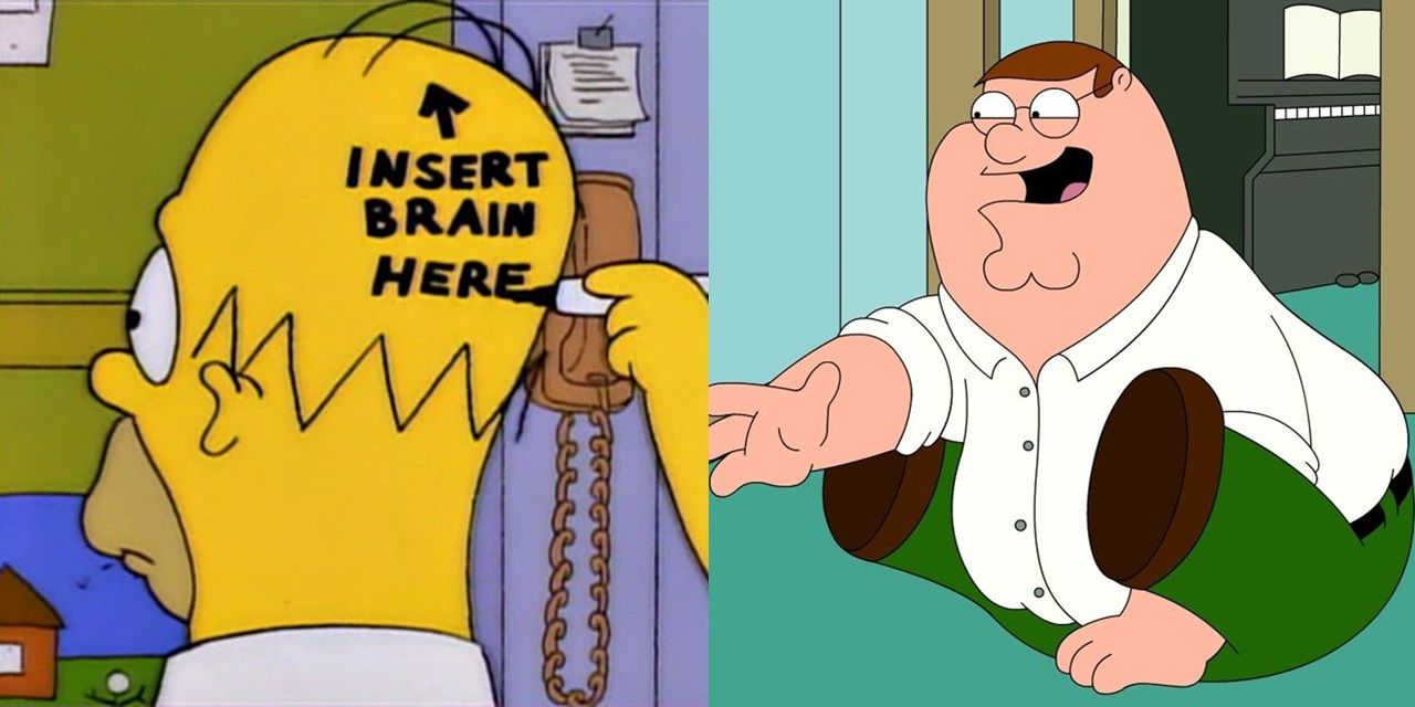 Split image of Homer Simpson and Peter Griffin