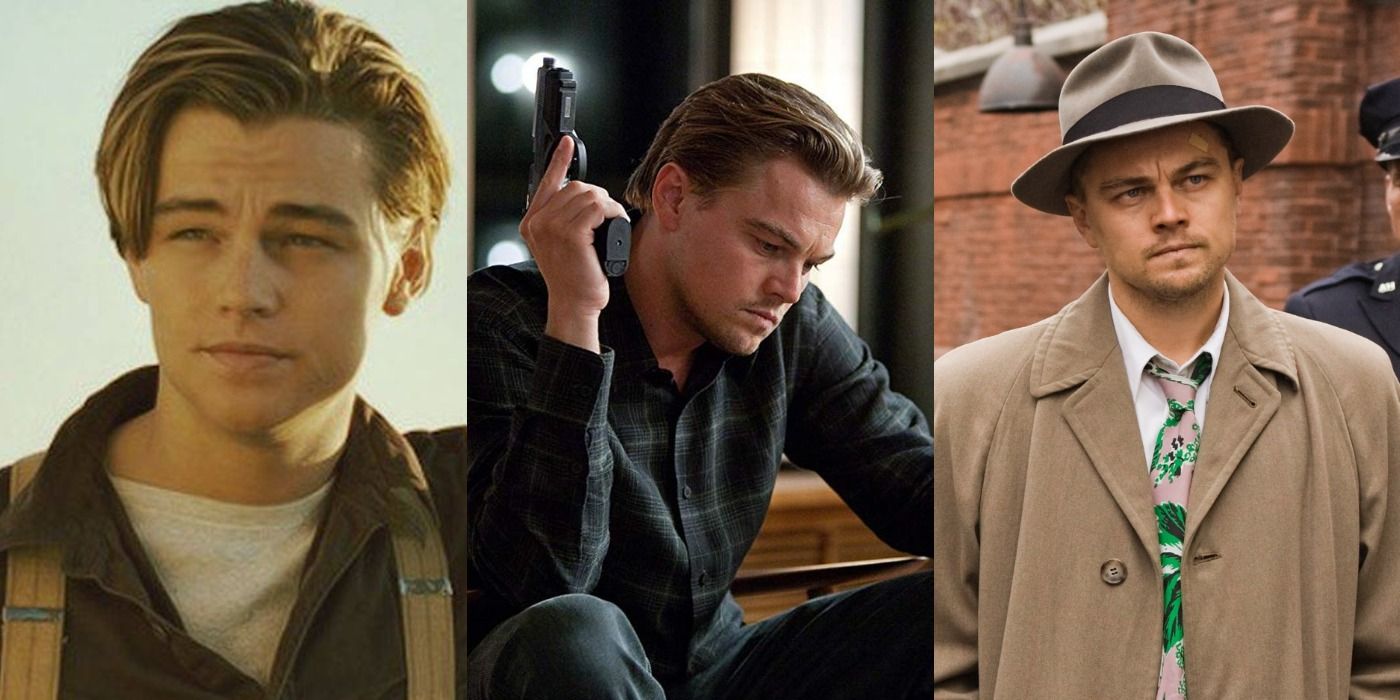 Split image of Jack in Titanic, Cobb in Inception, and Teddy in Shutter Island