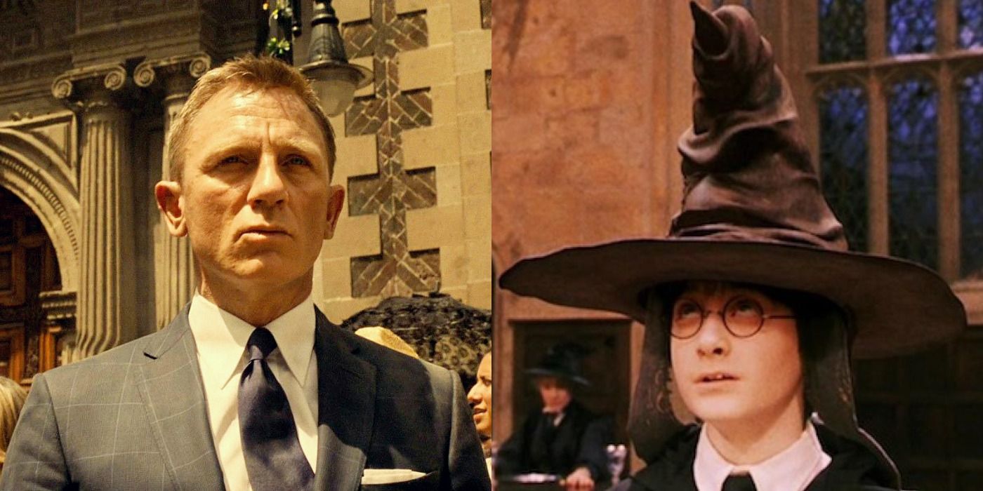 Split image of James Bond in Spectre and Harry in Harry Potter and the Philosopher&#8217;s Stone