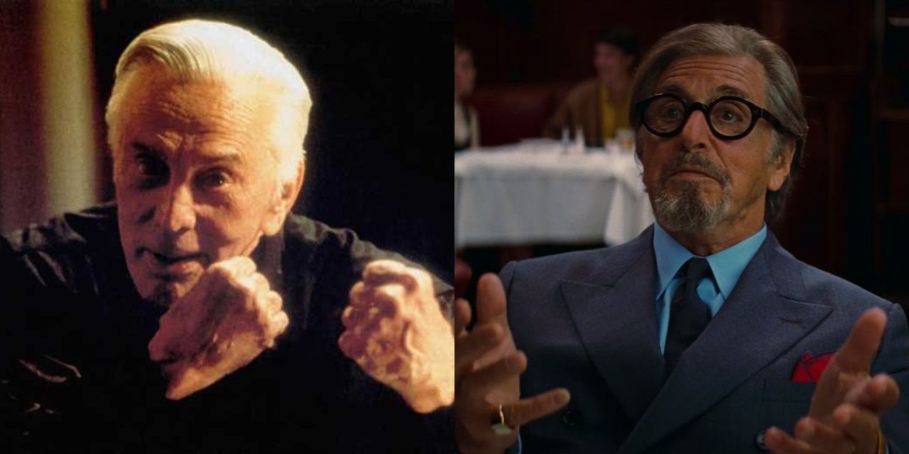 Split image of Kirk Douglas in Diamonds and Al Pacino in Once Upon a Time in Hollywood