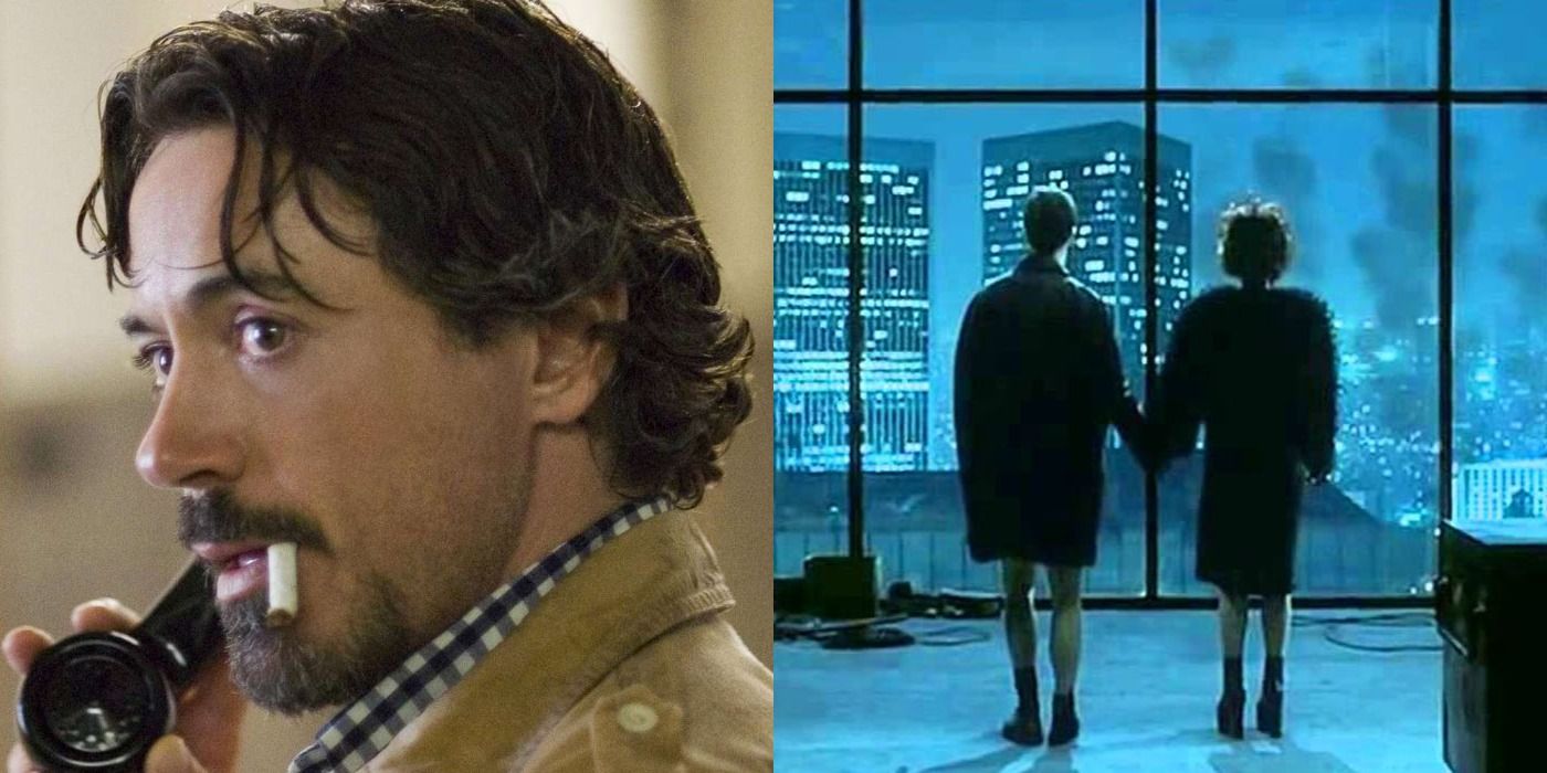 Split image of Paul in Zodiac and Narrator and Marla in Fight Club
