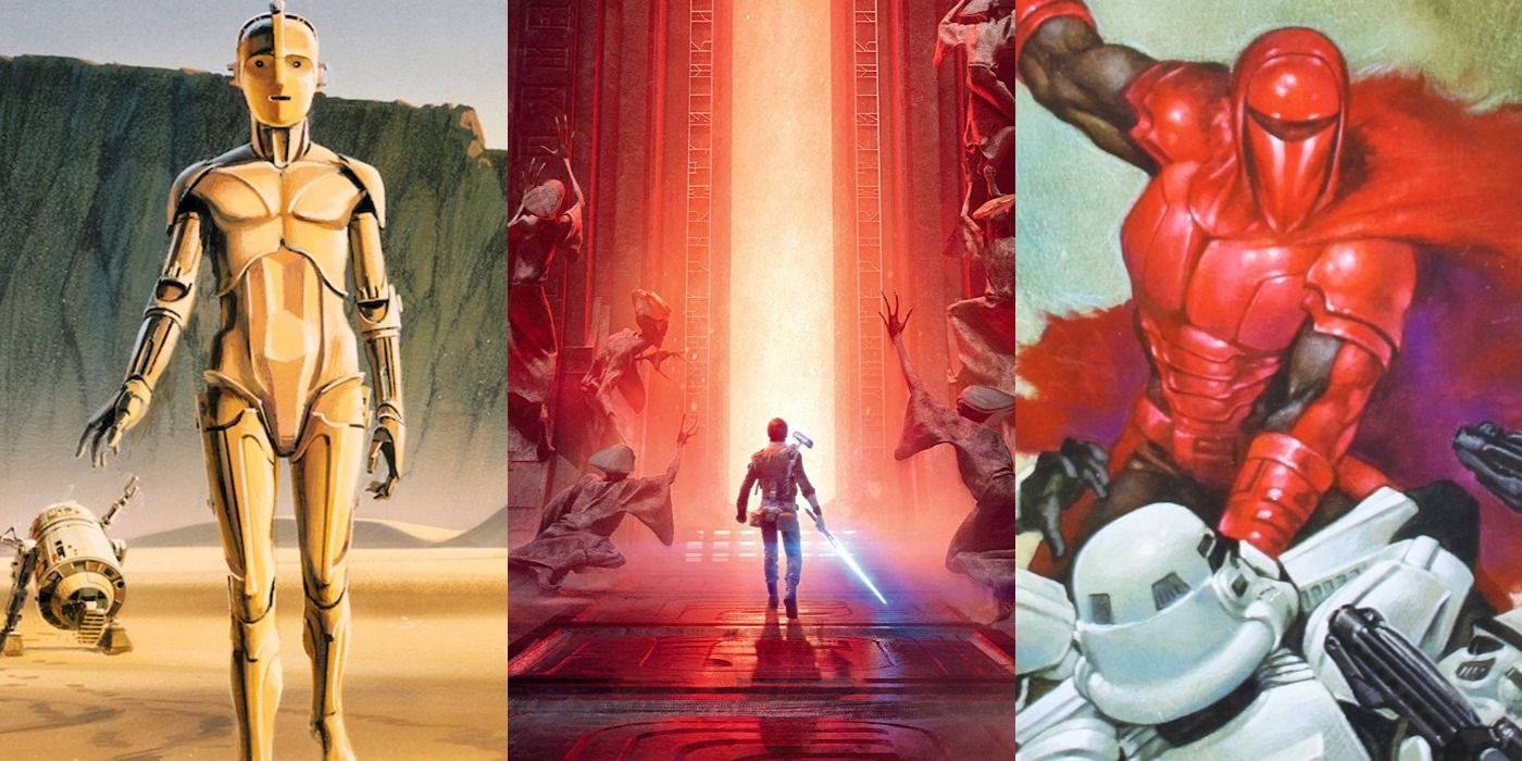 Split image of Ralph McQuarrie, Jedi Fallen Order and Comic Book Star Wars Art
