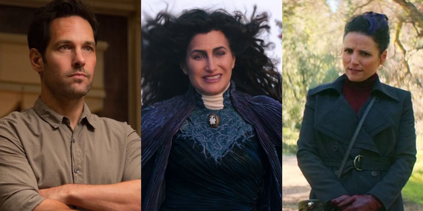 Split image: Scott Lang, Agatha Harkness and Valentina in the MCU