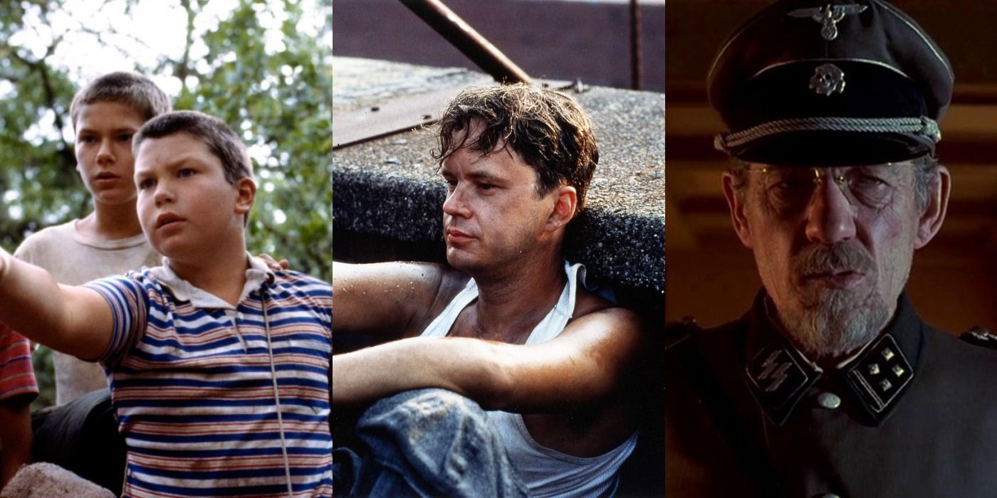 Split image of Vern in Stand By Me, Andy in The Shawshank Redemption, and Kurt in Apt Pupil