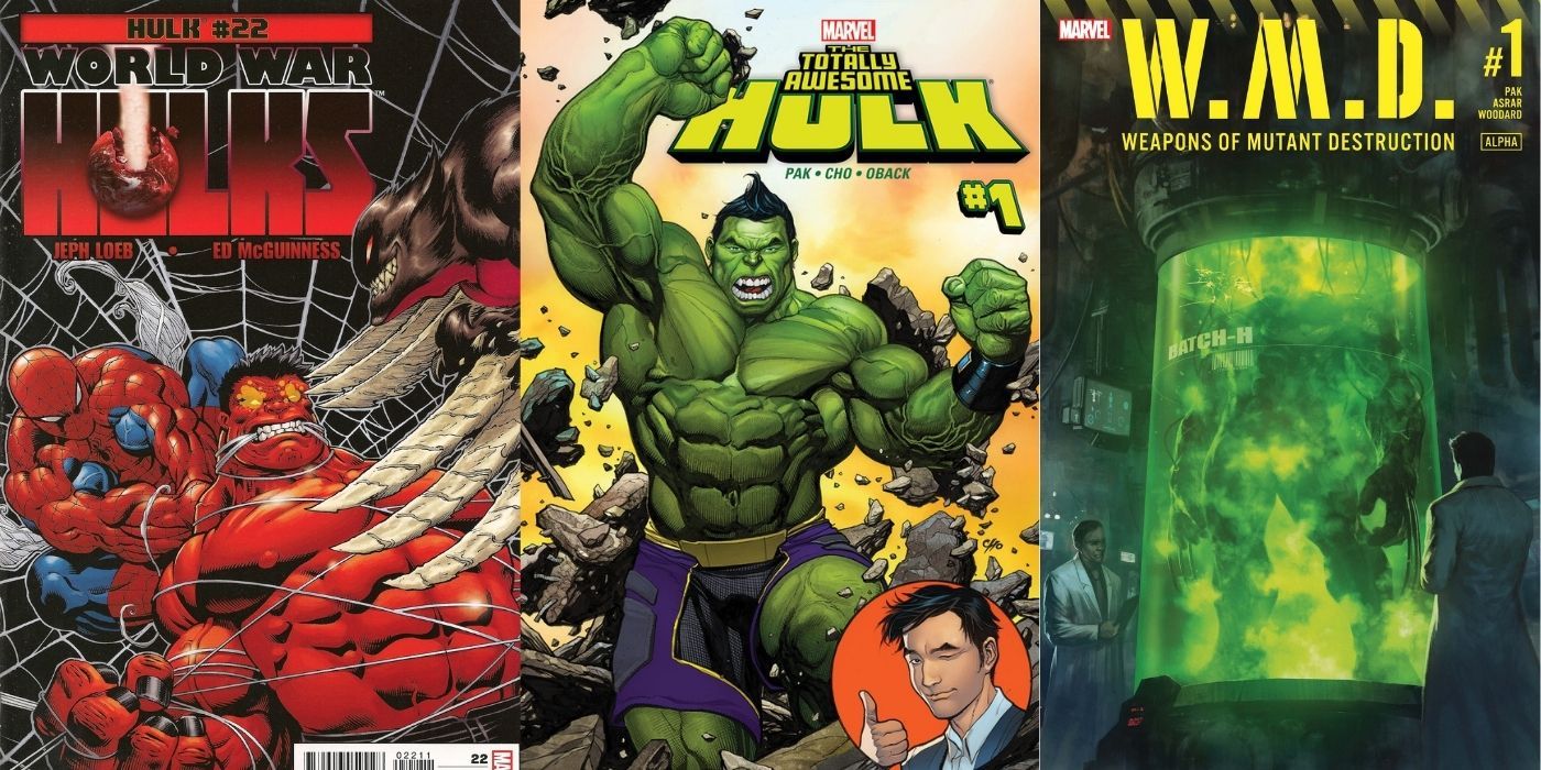 Split images of Hulk comics in the 2010s