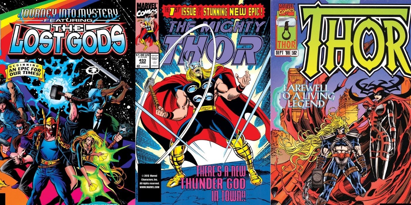 Split images of Thor comics from the 1990s