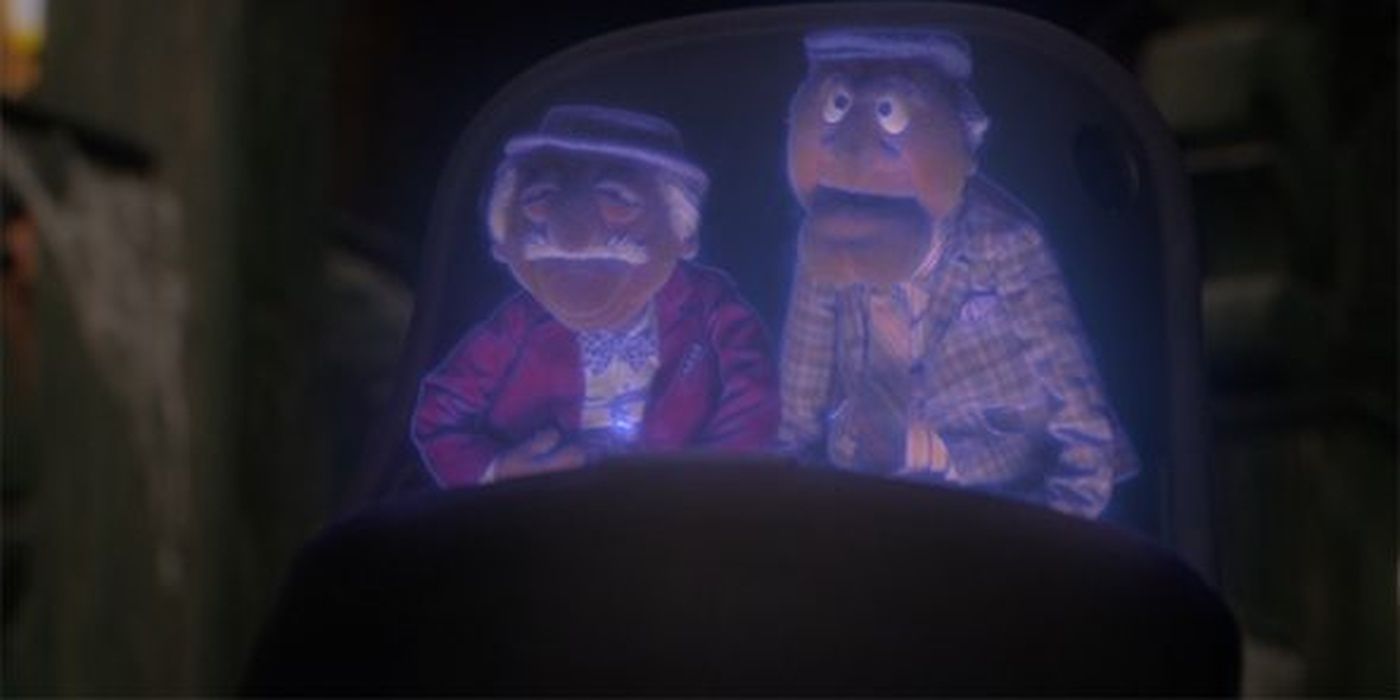 The ghosts of Statler and Waldorf ride through the Haunted Mansion