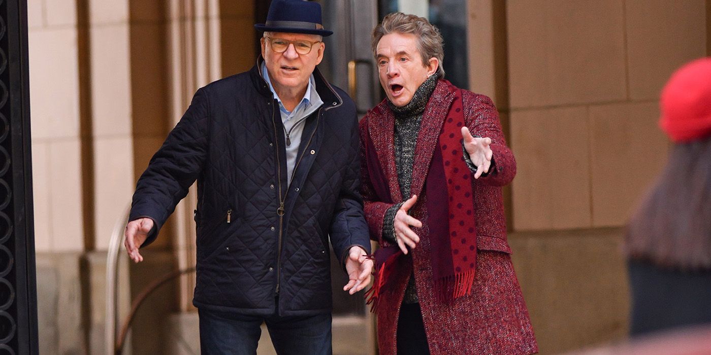 Steve Martin and Martin Short standing on the street in Only Murders In The Building.