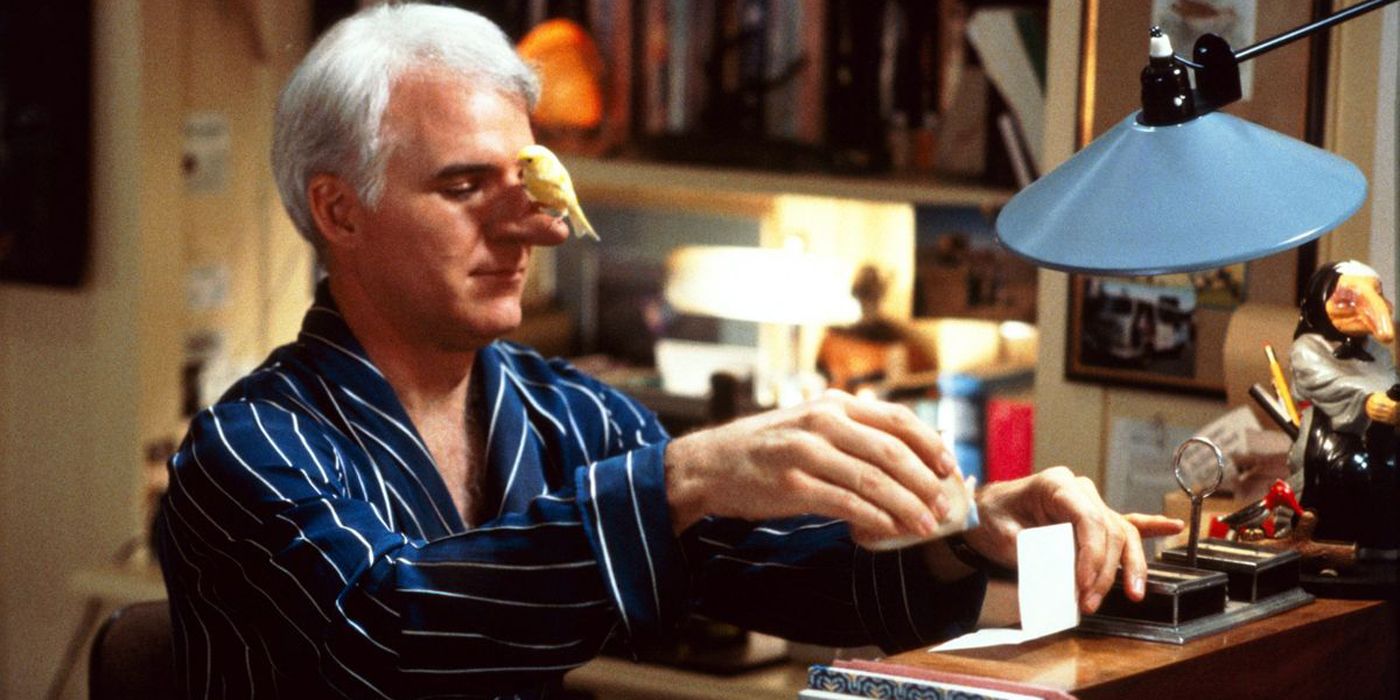Steve Martin with a bird on his nose in Roxanne.