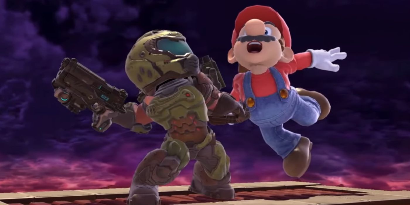 Super Smash Bros Ultimate Doom Slayer Mii Fighter Mario