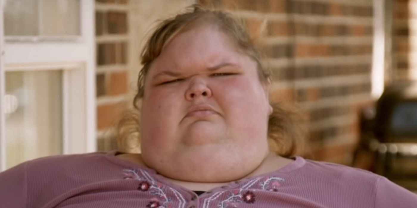 Tammy Slaton in 1000-lb Sisters in a purple top with a stern expression