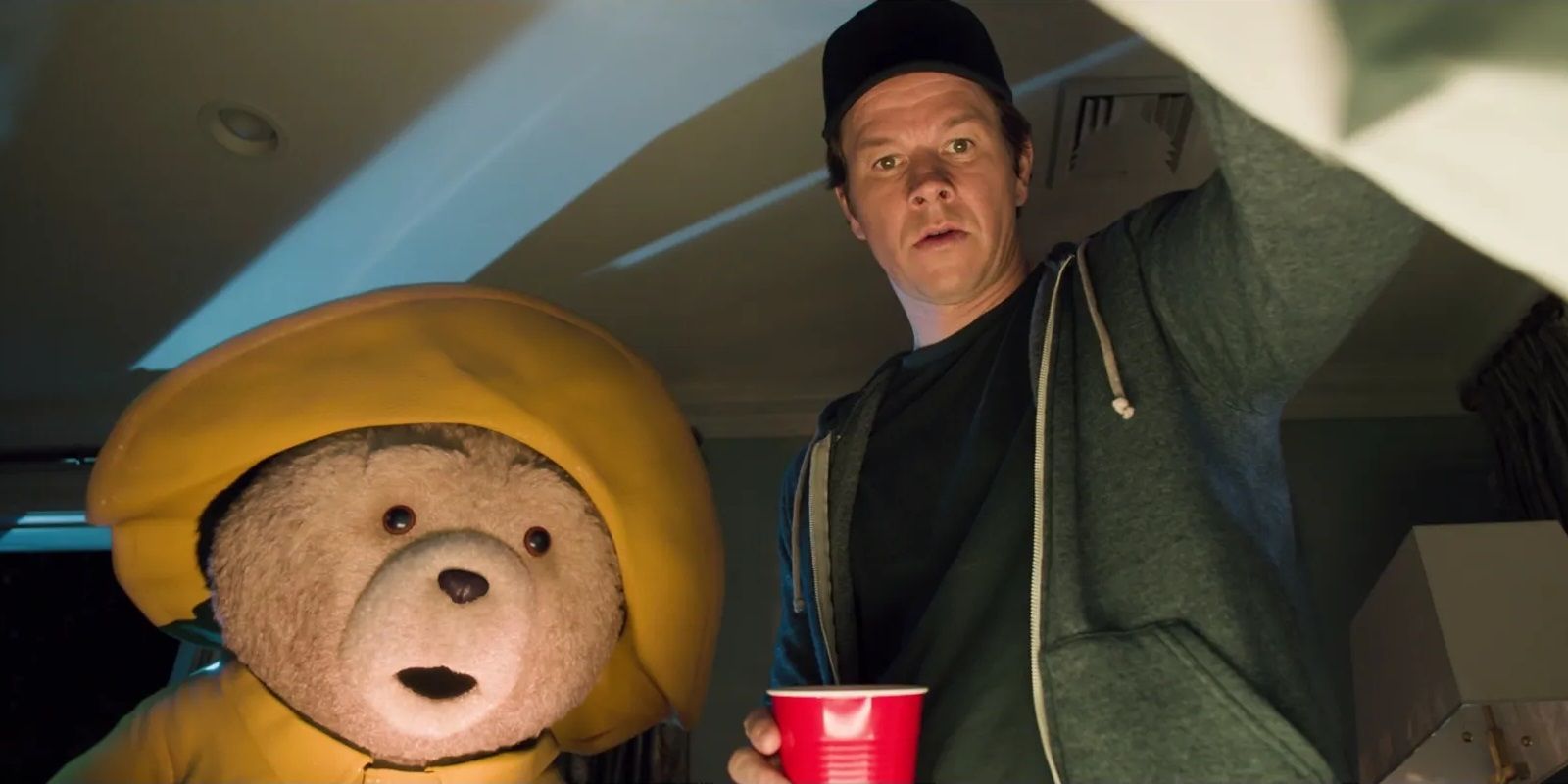 Ted and John in Tom Brady's bedroom in Ted 2