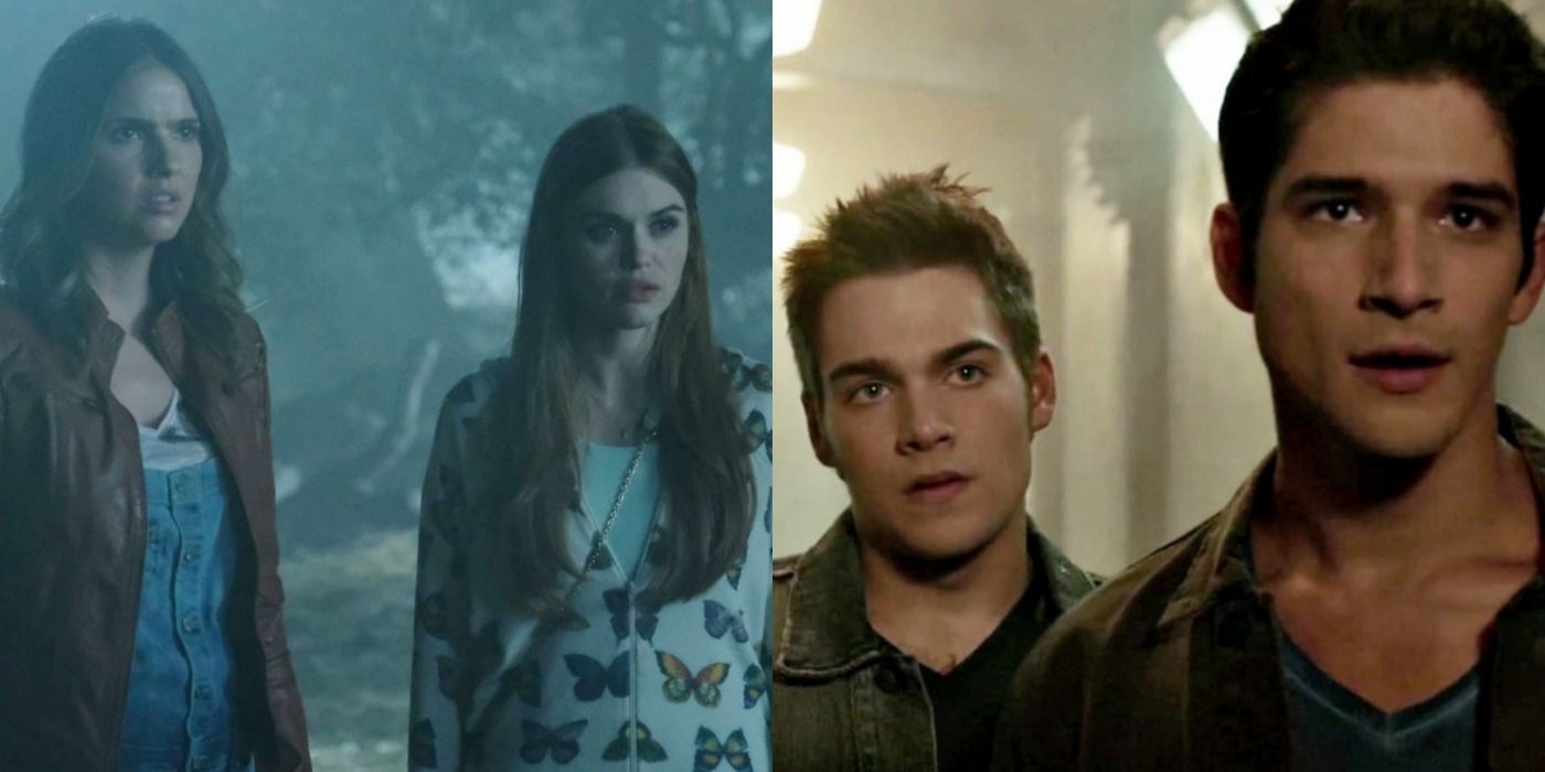 A split image depicts Malia and Lydia alongside Liam and Scott in Teen Wolf