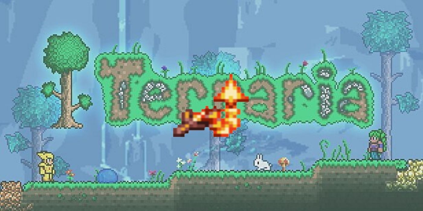 The Firecracker whipe against a Terraria background