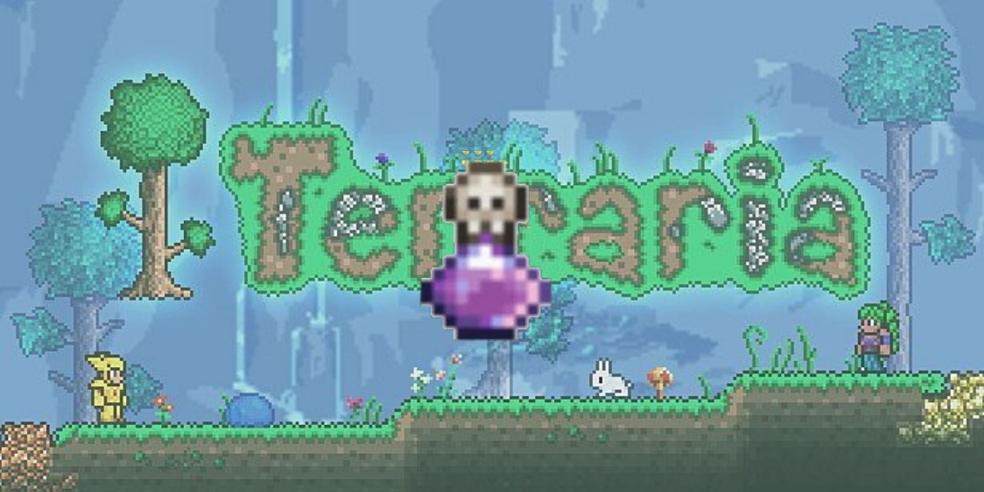The Flask of Venom against a Terraria background