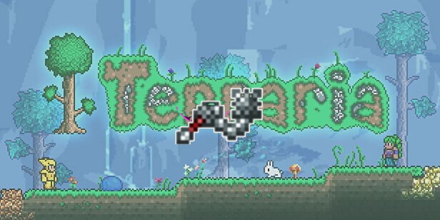 A Morning Star against a Terraria background