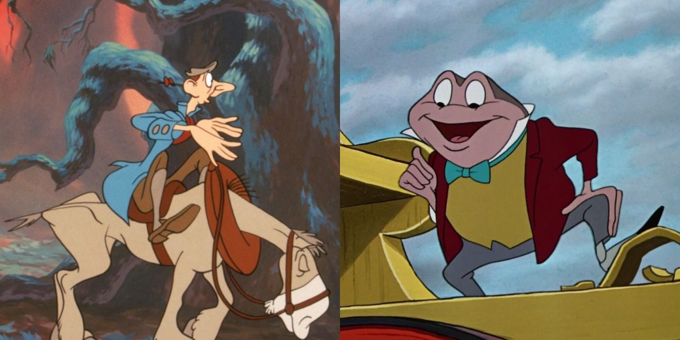 Split image showing the titular characters of The Adventures Of Ichabod And Mr. Toad
