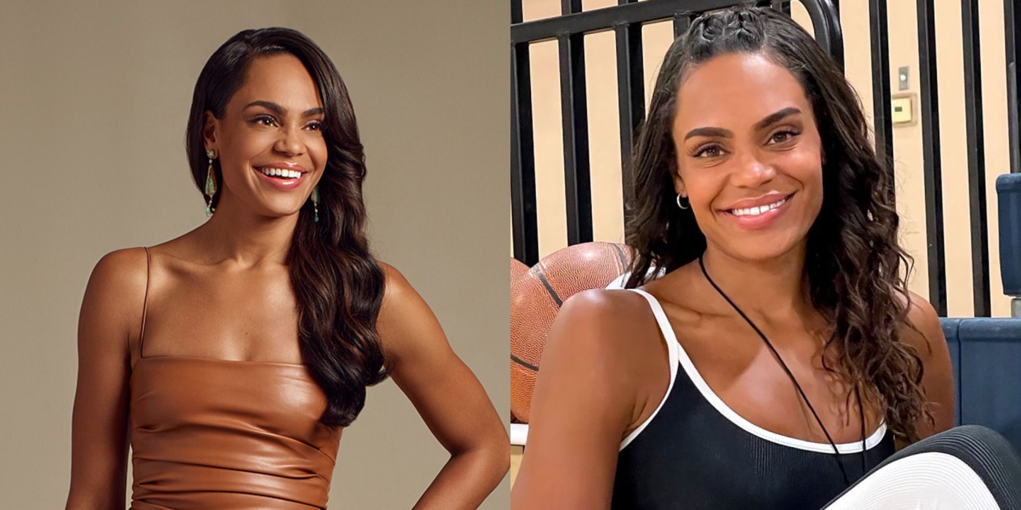 Two side by side images of Michelle Young from The Bachelorette