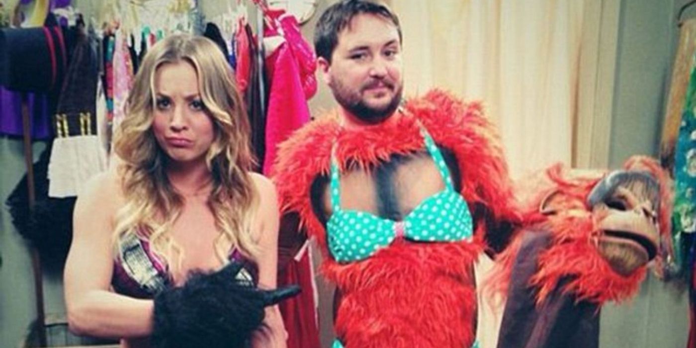 Penny and Wil Wheaton in their gorilla costumes on The Big Bang Theory.