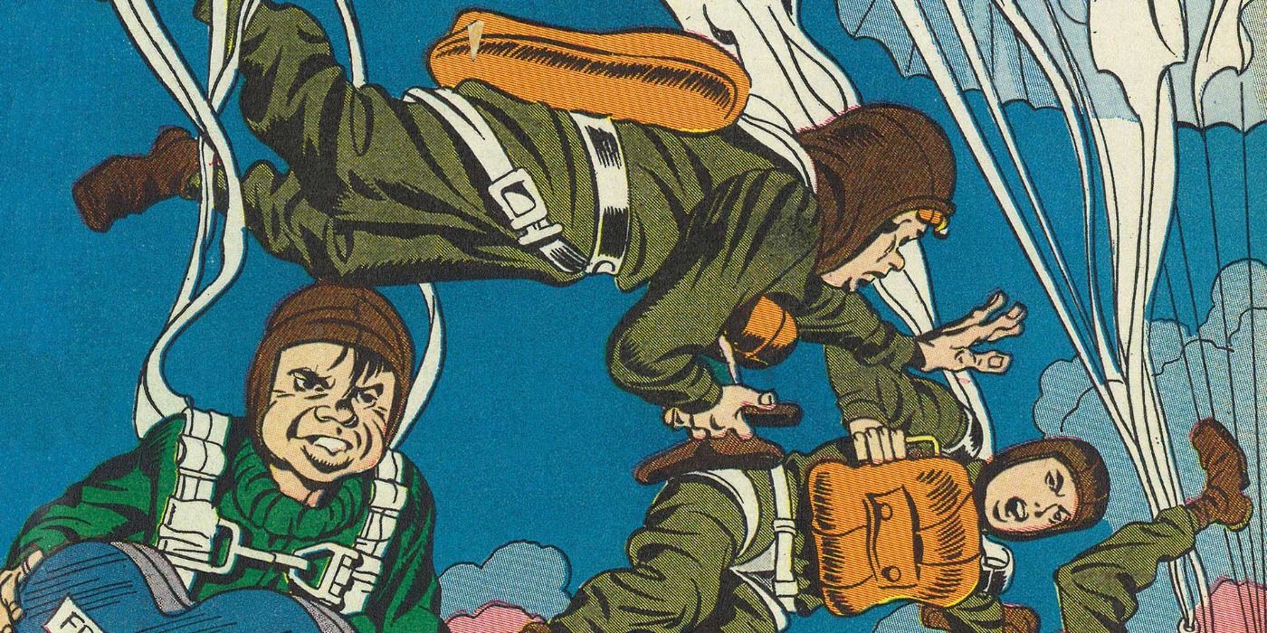 The Boy Commandos parachute into battle in DC Comics.