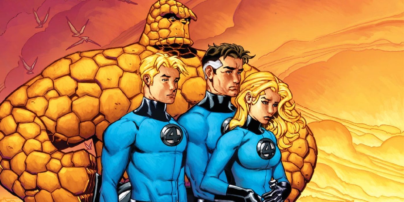 The Fantastic Four standing next to each other and looking sad
