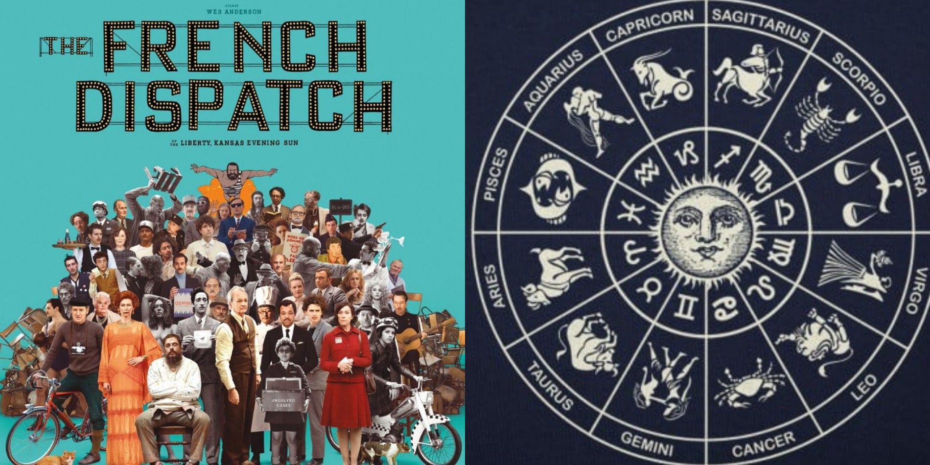 The French Dispatch poster and the zodiac wheel
