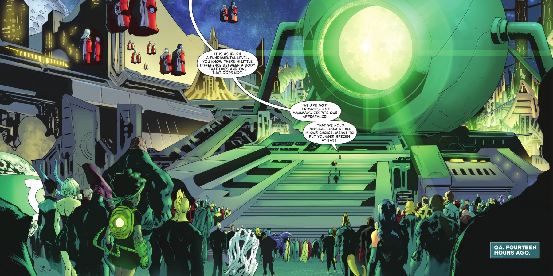 The Green Lantern Corps assembled on Oa