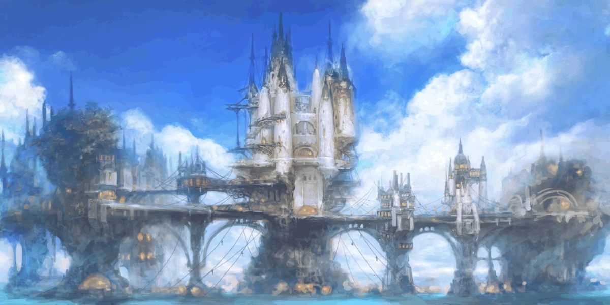 Artwork of Final Fantasy XIV's Limsa Lominsa.