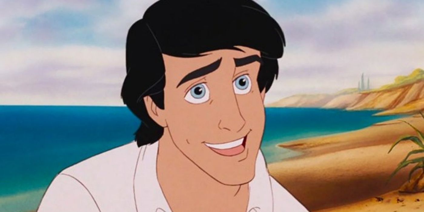 Prince Eric smiling on a beach in The Little Mermaid