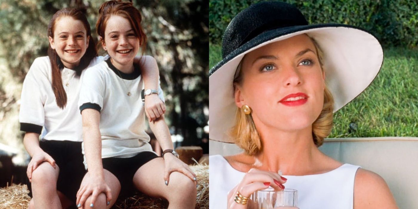 Split image of Annie and Hallie and Meredith from The Parent Trap