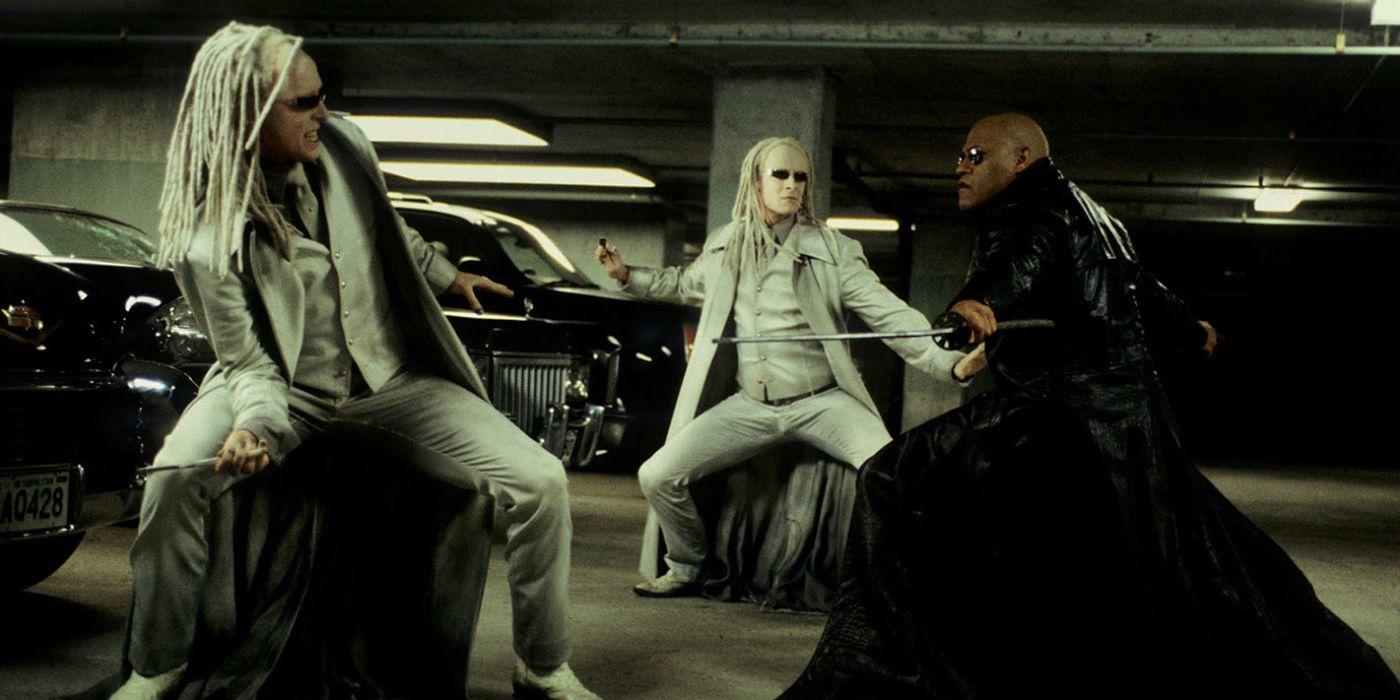 The Twins battling Morpheus in The Matrix Reloaded