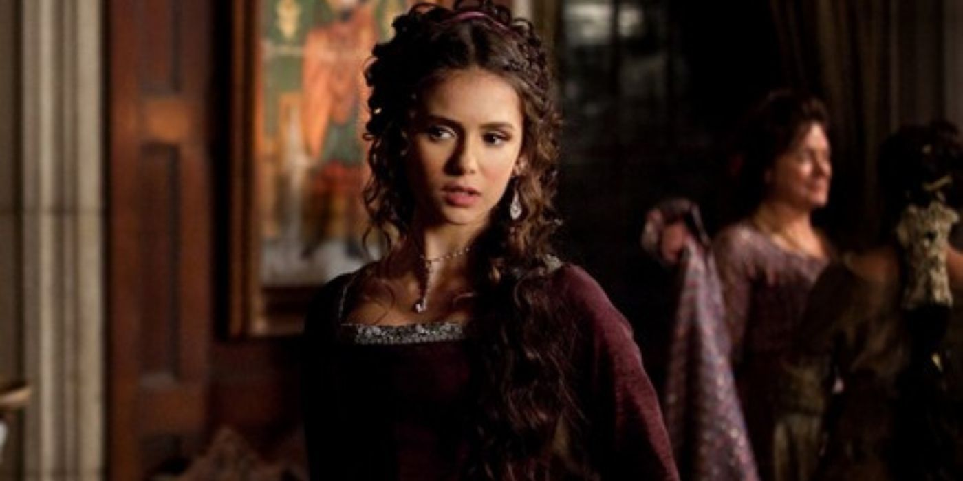 Katherine standing in a room in The Vampire Diaries