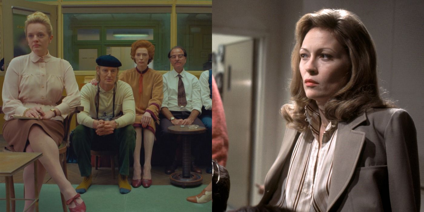The cast of the French Dispatch and Faye Dunaway in Network