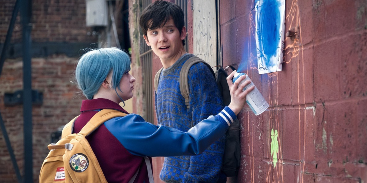Asa Butterfield watches Maisie Williams spray paint in Then Came You