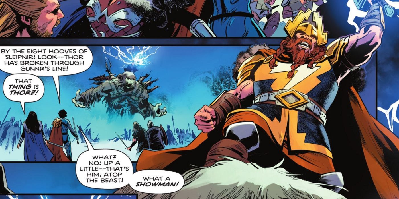 Thor riding a Yeti in the afterlife of Wonder Woman comics. 