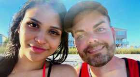 90 Day Fiancé star Tim Malcolm and girlfriend Linda Ramirez smiling in the sun