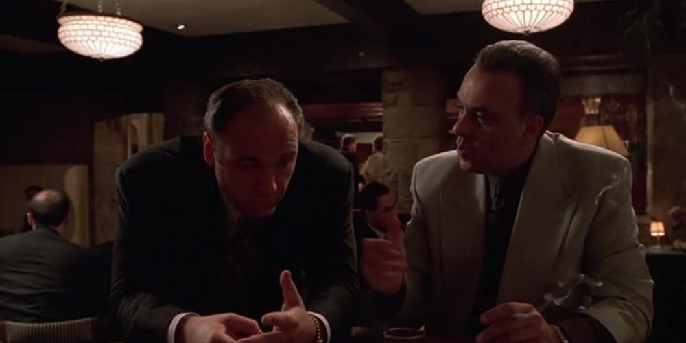Tony advises Johnny Sack to not meddle in the DiMeo family's affairs in The Sopranos