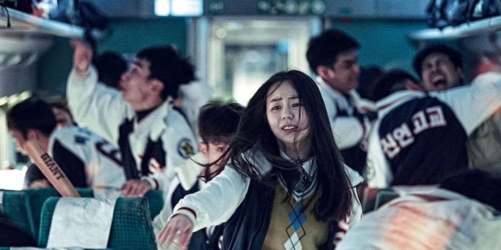 Zombies attack a high-speed train in Train to Busan